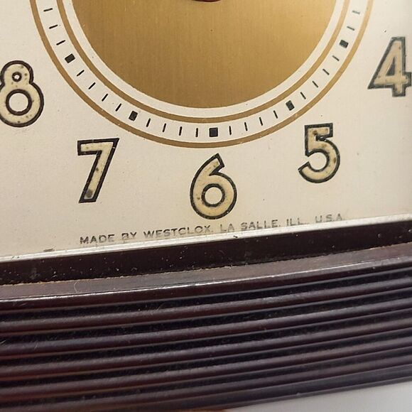 Vtg Westclox Keywound Travel Alarm Clock Roll Top Art Deco For Parts - Picture 3 of 8